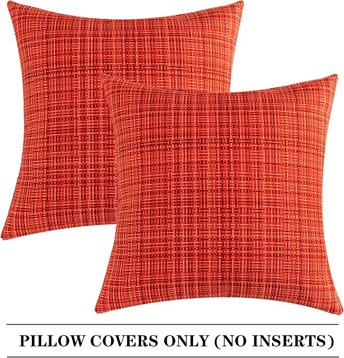 Kevin Textile Pack of 2 Christmas Decorative Outdoor Waterproof Pillow Covers Garden Cushion Sham Throw Pillowcase Shell for Patio Tent Couch 24x24 Inch Red