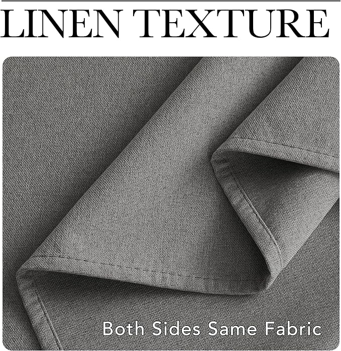 NICETOWN 100% Blackout Grey Curtains 84 inches Long for Living Room, 2 Panels Crisp Faux Linen Energy Smart & Noise Blocking Drapes for Bedroom Dining Room, Thermal Insulated Shades, W52 x L84 in