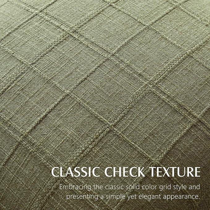 Foindtower Set of 2 Decorative Linen Check Throw Pillow Covers Neutral Farmhouse Vintage Cushion Covers Modern Boho Home Decor for Sofa Chair Couch Bedroom Living Room,16×16 Inch,Sage Green