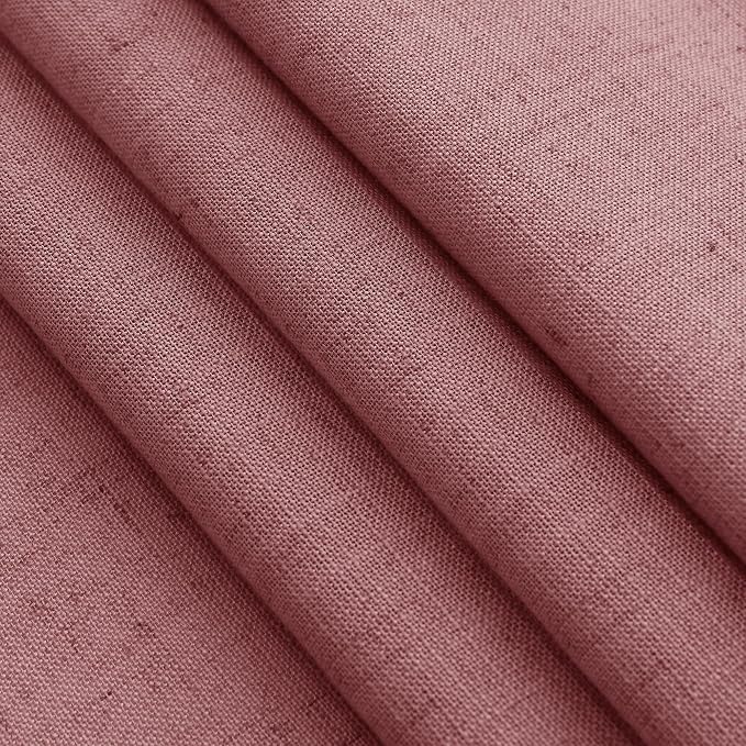 Canyon Rose Linen Curtains 84 Inch Length 2 Panels Set for Living Room Rod Pocket Back Tab Light Filtering Window Drapes for Bedroom Dining Room Protect Privacy Country Farmhouse Decor 52x84