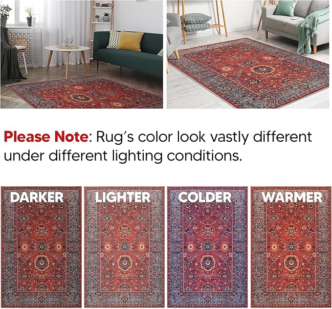 Keen Home Design 2x3 Rug - Machine Washable Entry Rug with Non-Slip Backing, Ideal for Enteryway, Kitchen, Bathroom, Laundry Room - Vintage, Easy Clean, Durable, Low Pile Rug - (2' x 3')