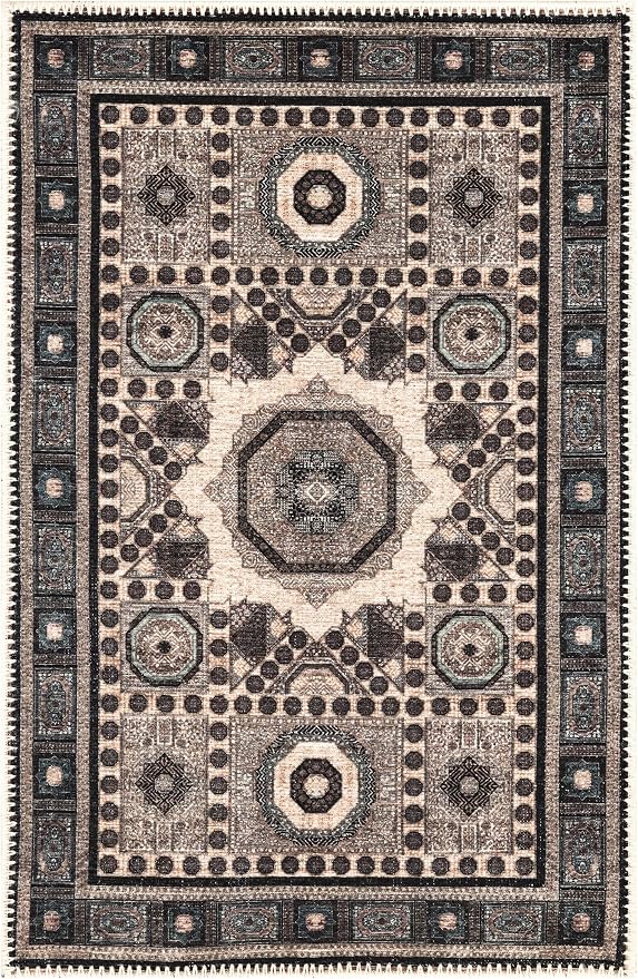 Keen Home Design 2x3 Rug - Machine Washable Entry Rug with Non-Slip Backing, Ideal for Enteryway, Kitchen, Bathroom, Laundry Room - Vintage, Easy Clean, Durable, Low Pile Rug - (2' x 3')