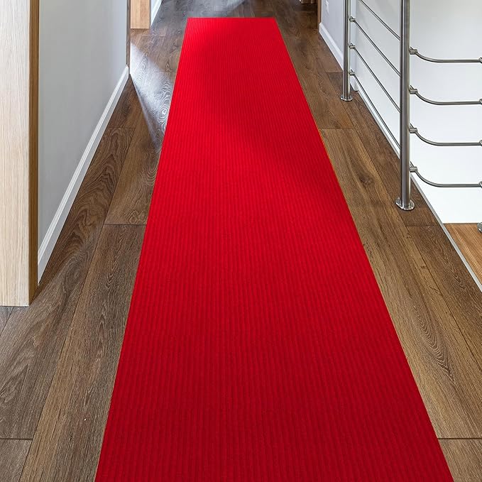 Ottomanson 2'7" x 9' Hallway Runner with Scraper Pile Extra Durable Non-Slip Rug Mat for Indoor & Outdoor Use - Ideal for Kitchen, Entryway, Patio & Garage - High-Traffic Carpet, Red