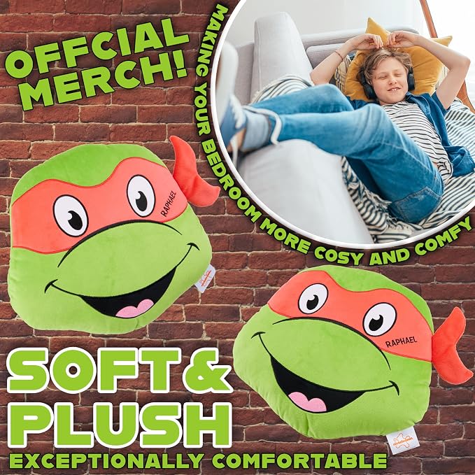 Teenage Mutant Ninja Turtles Plush Cushion Pillow, Soft Plush Throw Pillow Cute Fluffy Cushion Bedroom Decor, Gifts for Teens, Women (Green TMNT, L15 x W13.4)