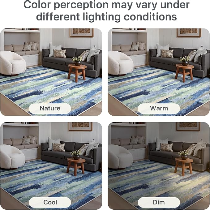 GENIMO 2X3 Washable Modern Doormat, Non-Slip Low Pile Chenille Area Rug, Small Entry Mat for Entrance Hallway Kitchen Bathroom, Sage & Tide