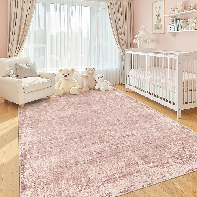 zesthome 5x7 Area Rugs, Modern Washable Rug, Non-Slip Rugs for Living Room, Stain Resistant Abstract Rugs, Ultra-Thin Indoor Area Rug 5x7, Home Decor Pink Rug