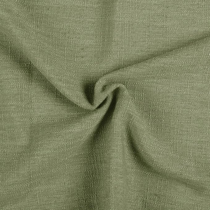 TWOPAGES 26" W x 36" L Linen Blend Cafe Curtains for Kitchen Window, Light Filtering Pinch Pleated Tier Curtains, Modern Farmhouse Half Window Curtains for Bathroom, Olive, 2 Panels