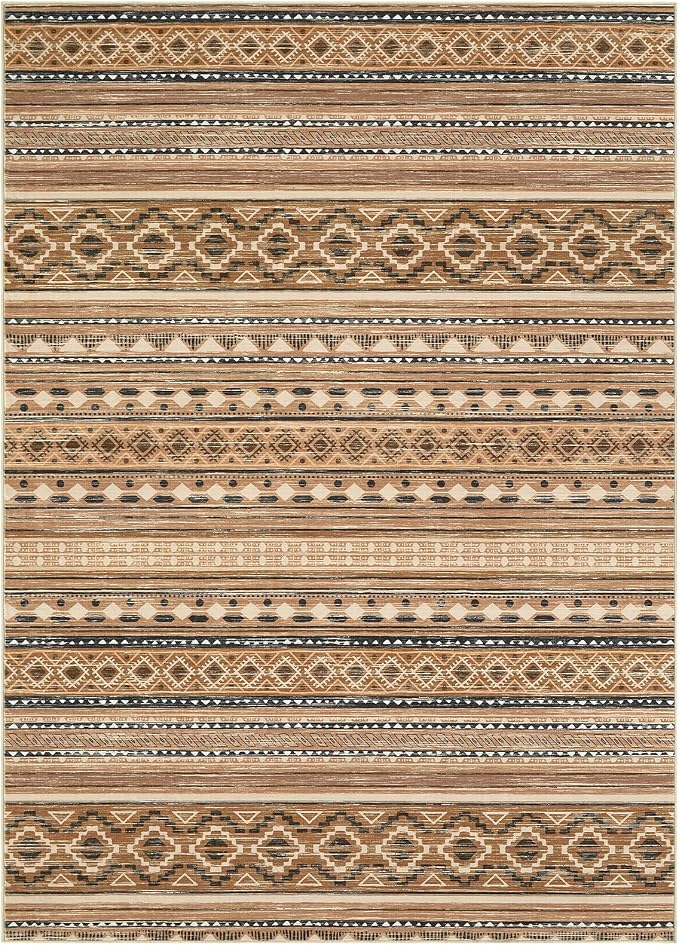 cotiled 7x9 Area Rugs Living Room Rug: Washable Boho Rugs with Non Slip Backing Large Soft Indoor Stain Resistant Carpet for Bedroom Farmhouse Dining Room Lightweight Home Decor Brown/Beige