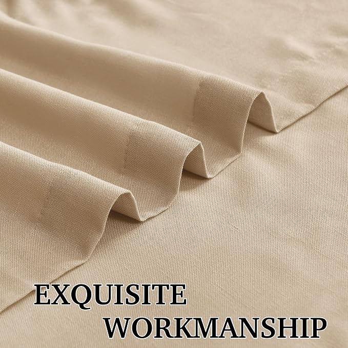 RYB HOME Boho Curtains 84 inches Long, Soft Linen Woved Lightweight Back Tab Light Filtering Fabric Shades for Dining Room Guest Room, W 52 x L84 inches, 2 Panels Set