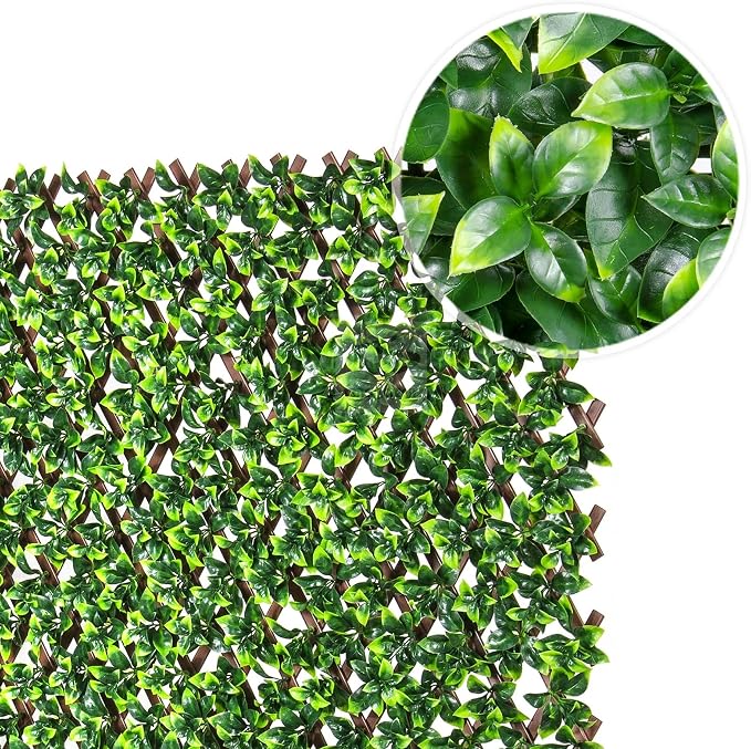 NatraHedge 20''X50'' Artificial Privacy Grass Wall Decor, Ficus Leaf, Faux | Trellis, Expandable lattice Panels for Indoor, Outdoor, Garden And Balcony Greenery Wall Fence Screen | UV Resistant