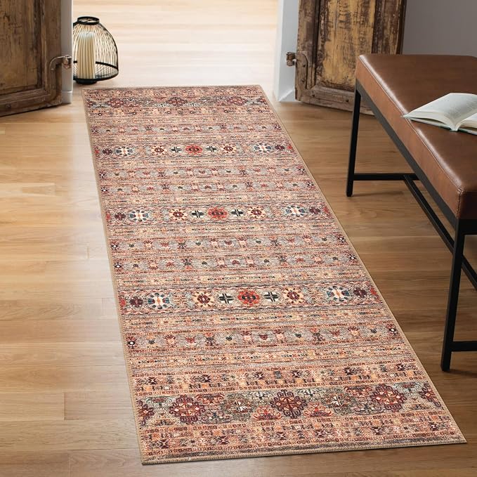Keen Home Design 30"x144" Rug - Machine Washable Runner with Non-Slip Backing, Ideal for Hallway, Entryway, Kitchen, Laundry Room - Vintage, Easy Clean, Durable, Low Pile Rug - (2'6" x 12')