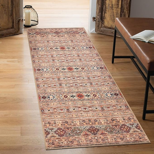 Keen Home Design 30"x120" Rug - Machine Washable Runner with Non-Slip Backing, Ideal for Hallway, Entryway, Kitchen, Laundry Room - Vintage, Easy Clean, Durable, Low Pile Rug - (2'6" x 10')