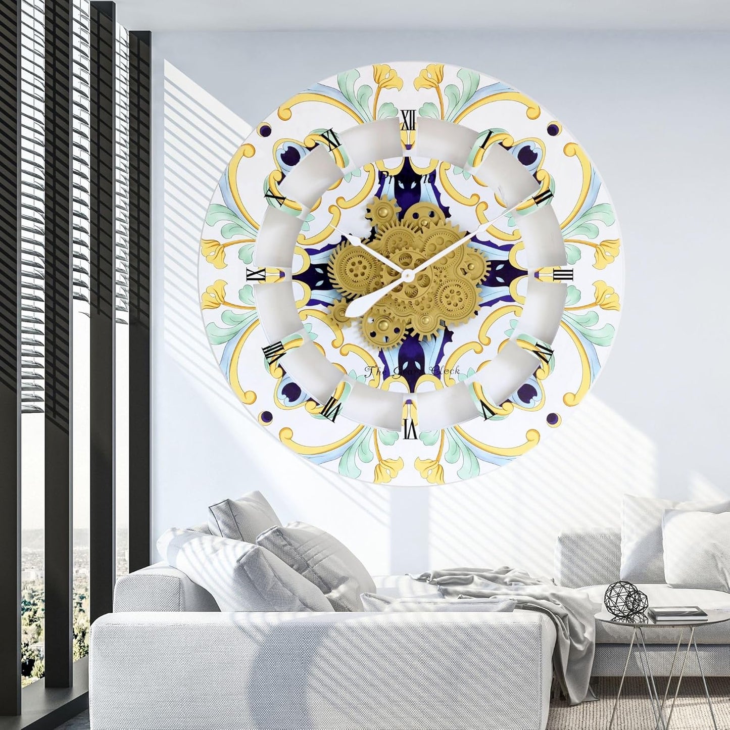 The Gears Clock Wall Clock Italy Collection with Moving Gears (Praiano, 36 inch Round)