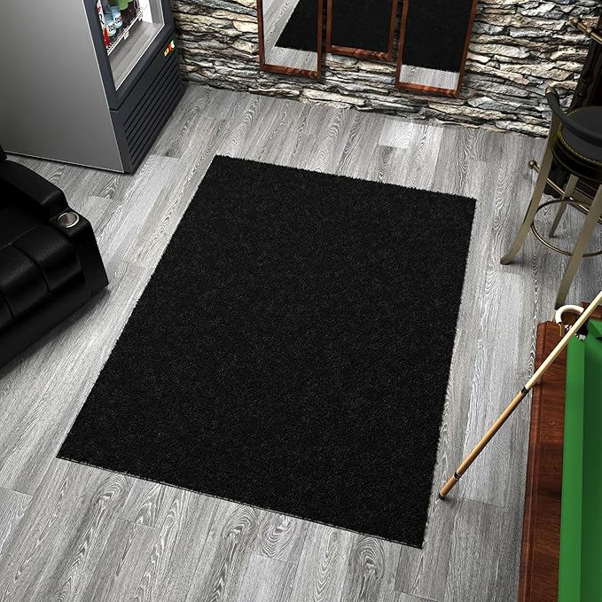 Ottomanson Extra Large Shag Area Rug, Rugs for Living Room, Soft Fluffy Oversized Rug with Non-Slip Rubber Backing, Non-Shedding Rug for Under Couch & Furniture, 7'10" x 20', Black