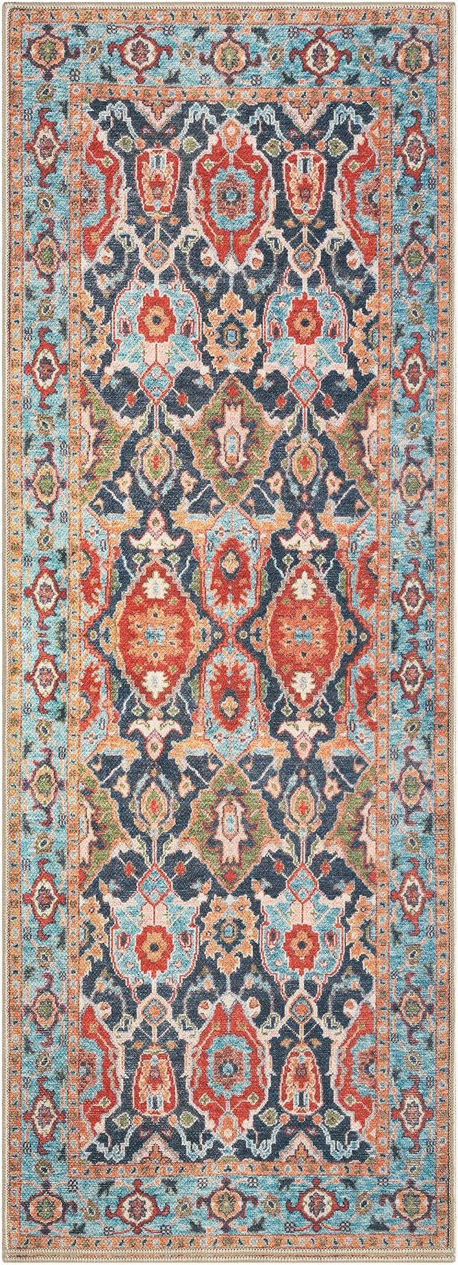 Keen Home Design 30"x144" Rug - Machine Washable Runner Rug with Non-Slip Backing, Ideal for Hallway, Entryway, Kitchen, Laundry Room - Vintage, Easy Clean, Durable, Low Pile - (2'6" x 12')