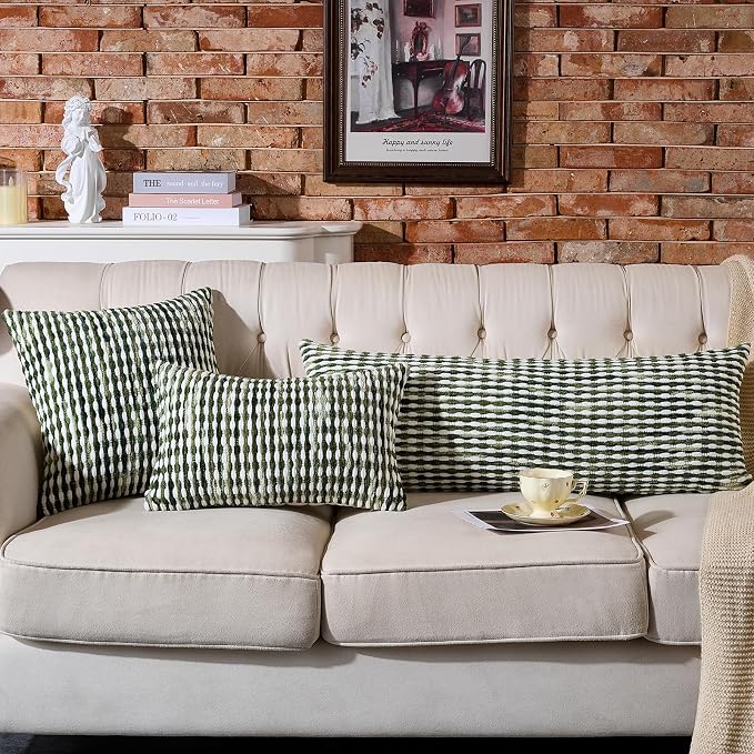 AmHoo Boho Chenille Pillow Cover Decorative Tufted Pillowcase for Couch Bed Sofa Bedroom Living Room Modern 20 x 20-Inch Sage Green