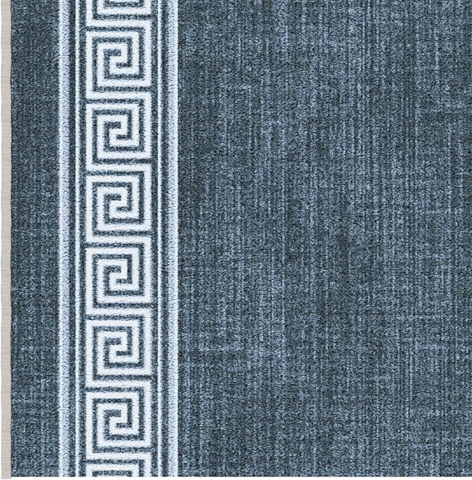 Ottomanson Aisle Runner Rug 2'7" x 26' – Soft Non-Slip Rug, Low Pile Carpet for Hallways, Events, Churches & Extra-Long Indoor Spaces, Greek Border Greyish Blue