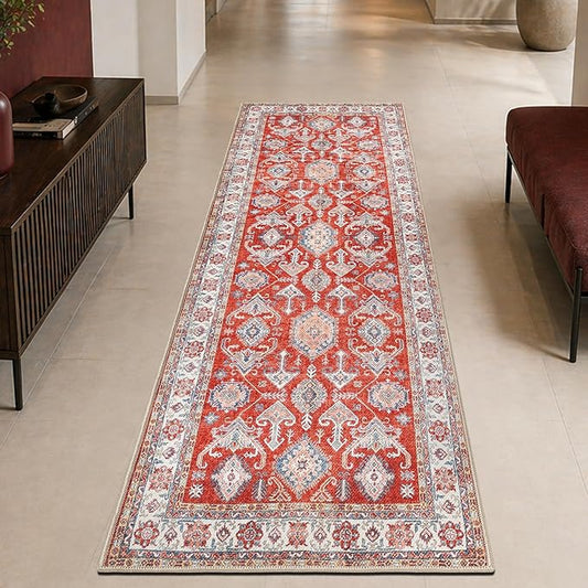Keen Home Design 30"x120" Rug - Machine Washable Runner Rug with Non-Slip Backing, Ideal for Hallway, Entryway, Kitchen, Laundry Room - Vintage, Easy Clean, Durable, Low Pile - (2'6" x 10')