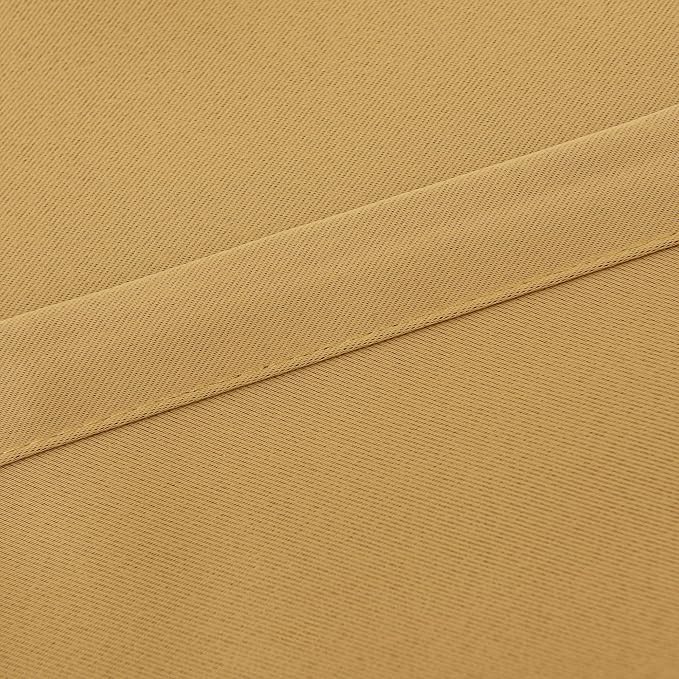 INLINAS Gold Blackout Curtains with Sheer Overlay - Grommet Top Thermal and Noise Reduction Panels for Bedroom and Living Room Light Blocking and Energy Saving, 52 x 72 Inches, Set of 2