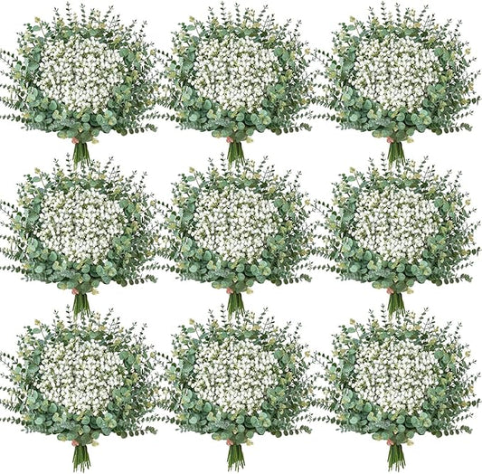 Serwalin 300 Pcs Mixed Artificial Eucalyptus Stems，Babys Breath Artificial Flowers Bulk with Artificial Fake Greenery Stems for Wedding DIY Bouquets Floral Arrangement Home Decor