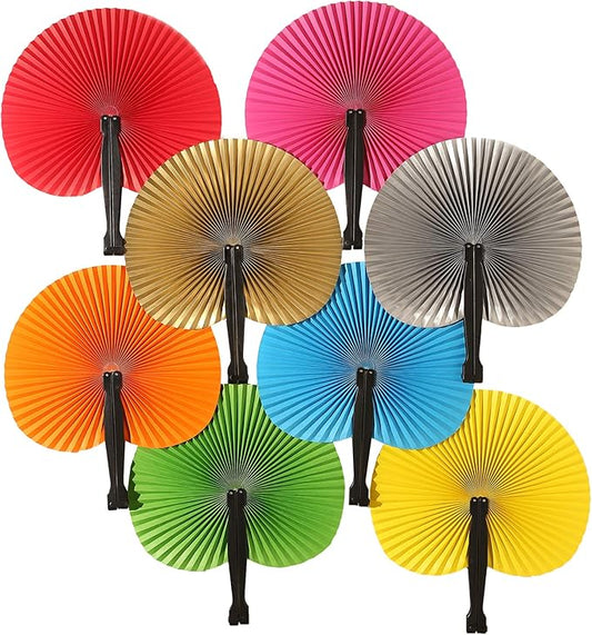 24 Pieces Multicolor Round Paper Fans | Foldable Handheld Fans for Women,Folding Hand Fans for Wedding,Bridal Guest,Church,Party Favors,Dancing,Birthday,DIY