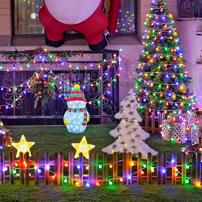 JMEXSUSS Multicolor 100 LED Globe Christmas Lights Indoor Plug in | 33ft 8 Mode String Lights with Remote, Connectable Fairy Lights for Bedroom Room Tree Party Holiday Christmas Decoration