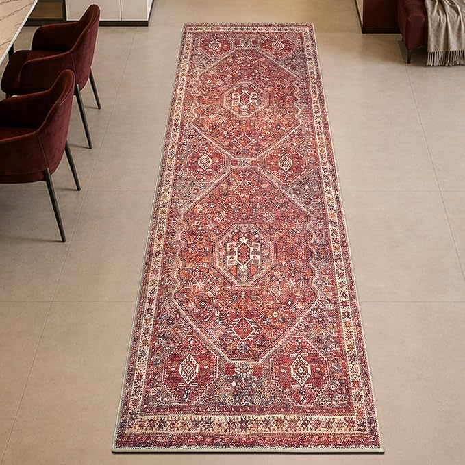 Keen Home Design 30"x144" Rug - Machine Washable Runner Rug with Non-Slip Backing, Ideal for Hallway, Entryway, Kitchen, Laundry Room - Vintage, Easy Clean, Durable, Low Pile - (2'6" x 12')