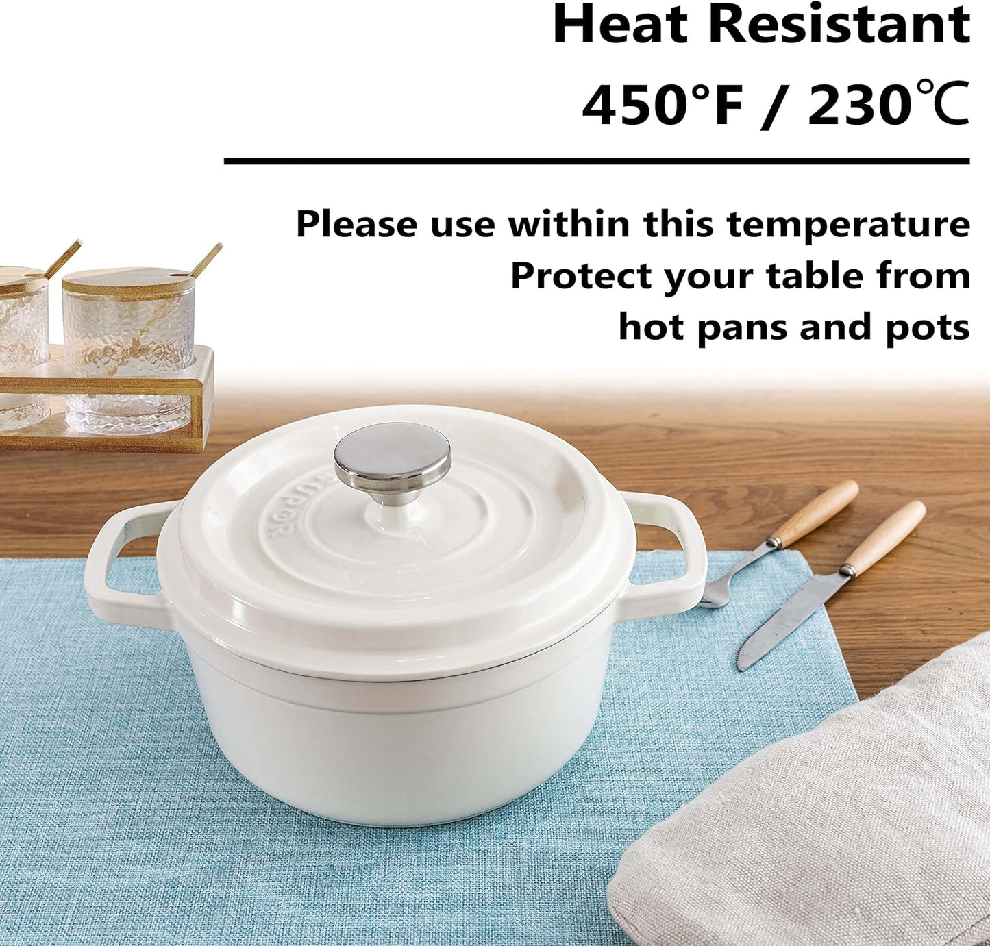 Home Brilliant Cloth Placemats Set of 4 for Holiday Dinner Linen Placemat Heat Resistant Dining Table Place Mats for Kitchen Table, 13 x 19 inches, Teal