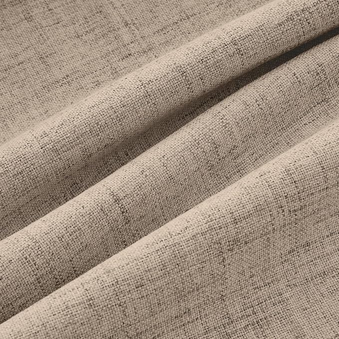 MIULEE 100% Blackout Linen Curtains for Bedroom, Brown Solid Luxury Decor Thermal Insulation Room Darkening Drapes for Living Room Back Tab Rod Pocket 42 x 90 Inches, 2 Panels