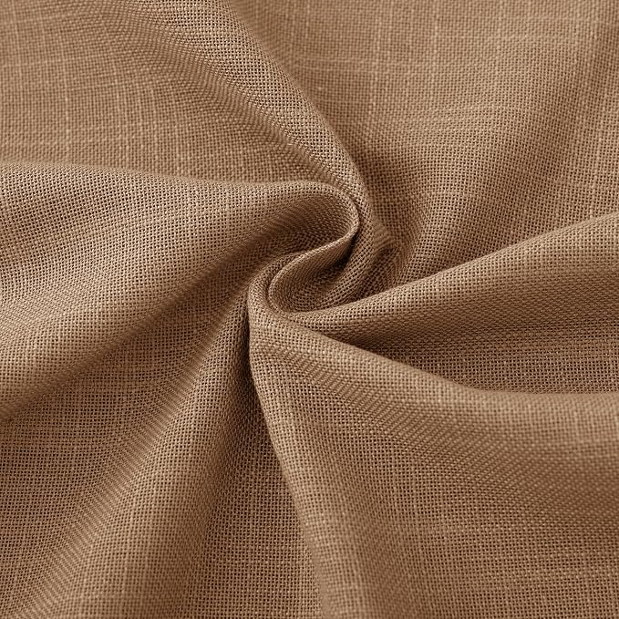 Brown Curtains for Living Room Back Tab Modern Farmhouse Semi Sheer Brown Curtains 63 inches Long 2 Panels Set Muted Neutral Window Curtain for Dining Room Bedroom 52x63