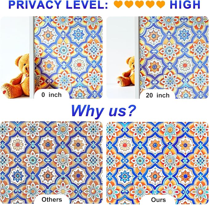 SOMWISE Frosted Glass Window Privacy Film with Tools, Heat Blocking, Anti-UV, Anti-Glare, Static Cling, Decor for Home Bathroom Door, Renter Friendly, Removable, Reusable, Blue 17.5Inchx157Inch