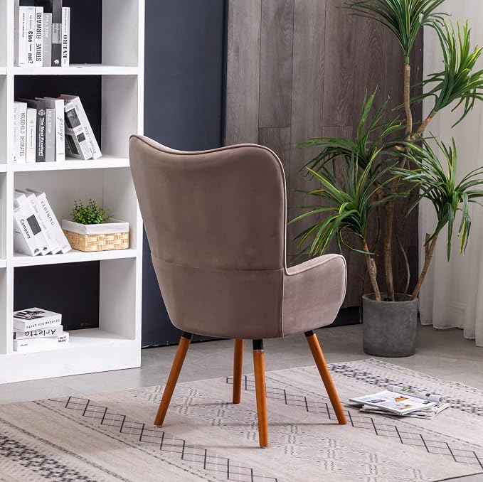 Roundhill Furniture Doarnin Contemporary Silky Velvet Tufted Button Back Accent Chair, Taupe
