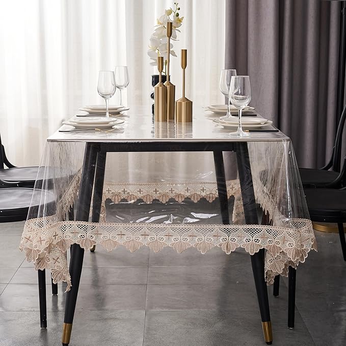 Pioggia Clear Vinyl Tablecloth Protector Waterproof/Oil-Proof PVC Table Cloth Transparent Sheet Table Cover (60'' x 108'' Rectangular)
