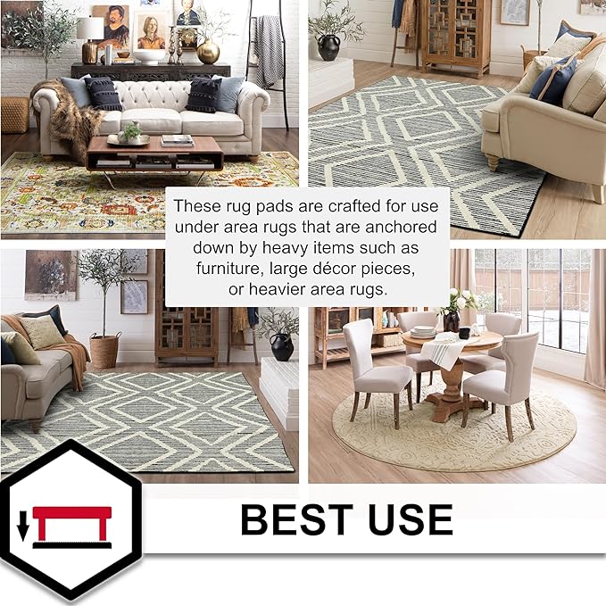 Mohawk Home Felt Rug Pad 5' x 8' - 1/2 Inch Thick Cushion for Area Rugs, Protective Underlay for Hardwood Floors, Comfort and Insulation – Felt Only Pad