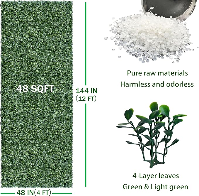 ODTORY Artificial Ivy Privacy Fence Wall Screen: 4FT X 12FT (48 sqft) | UV-Anti Faux Boxwood Roll Panels, Greenery Backdrop, Ivy Vine 4-Layer Leaves Hedges Covering, Indoor Outdoor Green Decor