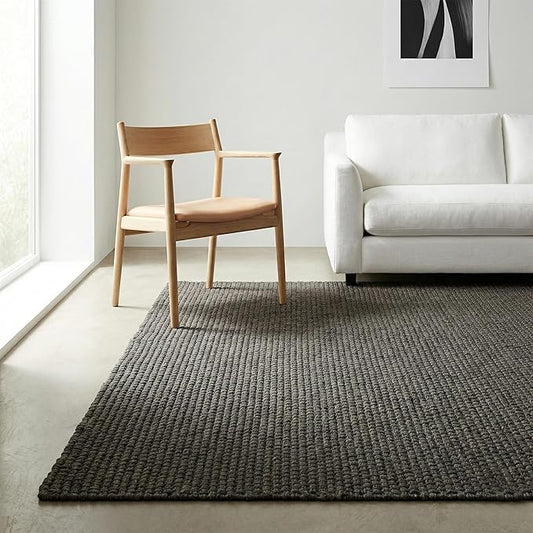 Fab Habitat Machine Washable Area Rug - Hand Woven, Stain Resistant, Pet Friendly - Premium Recycled Polyester Yarn - Rope - Bedroom, Living Room - Asbury - Charcoal - 4 x 6 ft