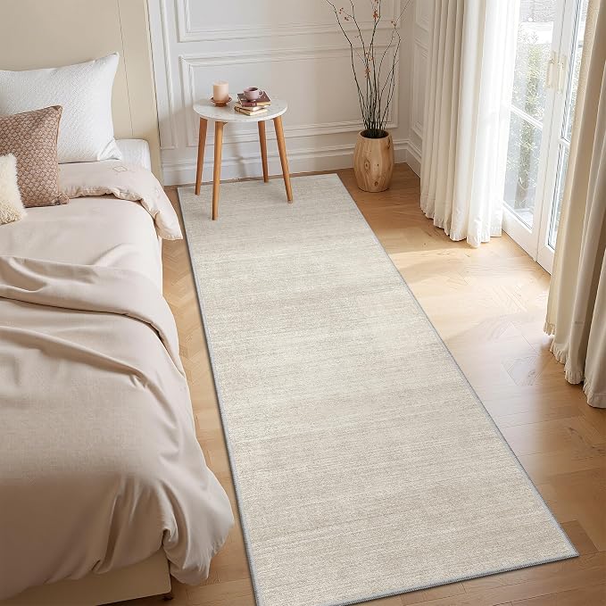 Valenrug Washable Rugs 2x6 - Stain Resistant 2x6 Area Rugs for Living Room, Non Slip Backing Large Area Rugs for Bedroom, Folable Machine Washable Area Rug (2'x6', Beige)