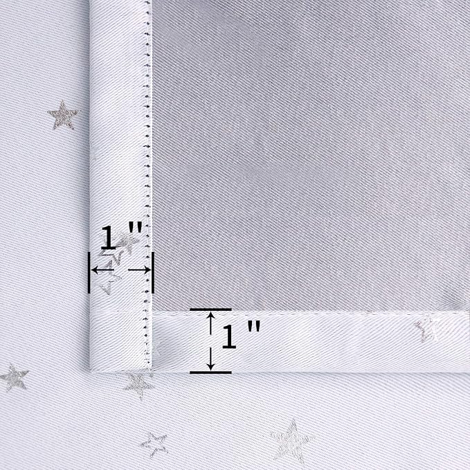 BGment Kids Room Curtains for Bedroom - Grommet Thermal Insulated Silver Star Print Room Darkening Curtains for Living Room, Set of 2 Panels, 42 x 84 Inch, Greyish White