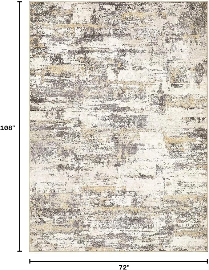 Area Rugs for Living Room: 6x8 Abstract Washable Rug Modern Neutral Large Soft Stain Resistant Non-Slip Backing Machine Table for Bedroom Dining Room Indoor Home Office Carpet - Gold Brown