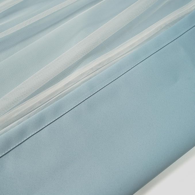 INLINAS 52 x 84 Inch Blackout Curtains with Sheer Overlay - Grommets Thermal and Noise Reduction Panels for Bedroom and Living Room Light Blocking and Energy Saving, Sky Blue, Set of 2