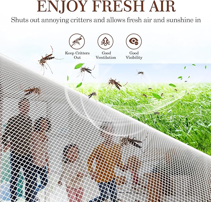 Yotache White Mesh Door Screen with Magnets Fit Doors 40" x 82", Screen Size 42" x 83" with Full Frame Hook&Loop Strip and Special Windproof Hasp Design