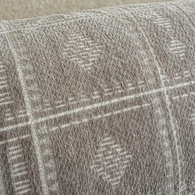 BlissBlush Decorative Lumbar Pillow Cover 14x36, Long Decorative Throw Pillow for Bed, Taupe Boho Textured Chenille Accent Pillowcase for Bedroom Home Décor (Cover Only)