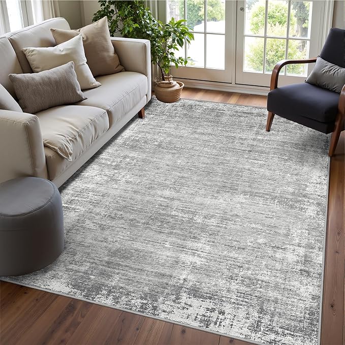 zesthome 3x5 Area Rugs, Modern Washable Rug, Non-Slip Rugs for Living Room, Stain Resistant Abstract Rugs, Ultra-Thin Indoor Area Rug 3x5, Home Decor Grey Rug