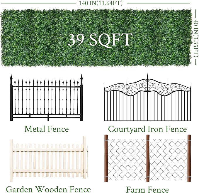 Artificial Ivy Privacy Fence Screen,40"x 140" (39 SQFT) 4-Layer Leaf UV-Anti Faux Greenery Boxwood Backdrop Ivy Vine Leaf Panels for Outdoor, Indoor, Garden,Backyard and Decor