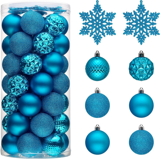 Valery Madelyn Christmas Tree Decorations Ornament Set for Fall Halloween, 50ct 2 Inches Blue Shatterproof Christmas Ball Ornaments Hanging Xmas Holiday Party Decor