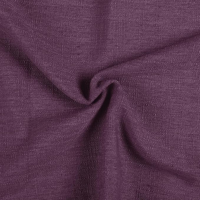 TWOPAGES 52" W x 36" L Linen Blend Cafe Curtains for Kitchen Window, Light Filtering Pinch Pleated Tier Curtains, Modern Farmhouse Half Window Curtains for Bathroom, Plum, 2 Panels