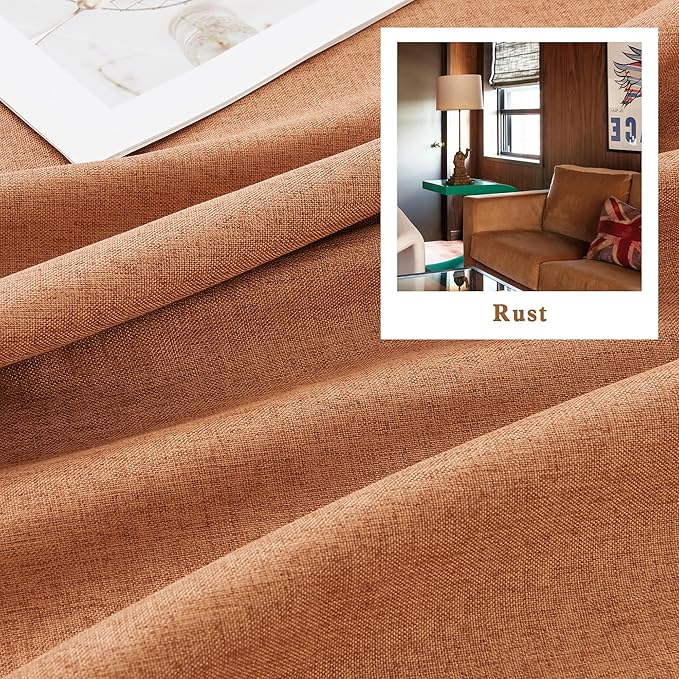 DUALIFE Terracotta Blackout Long Curtain Drapes 102 Inch 2 Panels Set Back Tab Rod Pocket Orange Decor Window Curtain Panels 102 Inches Long for High Living Room 50 Inch Wide, Rust Color