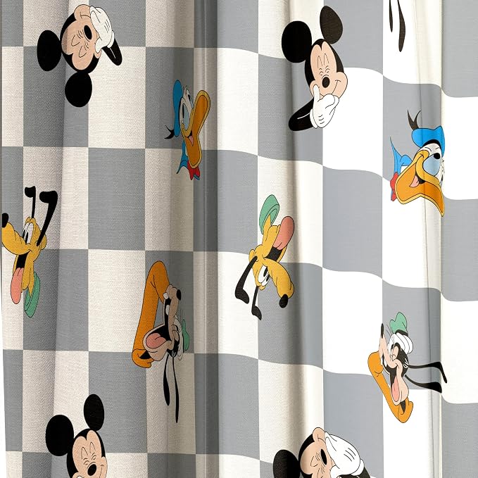 Jay Franco Window Curtains for Kids Bedroom 4-Piece Drape Set with 2 Tiebacks, Multi - Mickey Mouse, 42" W x 63" L (Pack of 2)