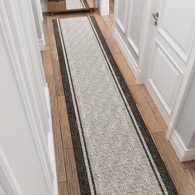 Ottomanson Aisle Runner Rug 2'7" x 46' – Soft Non-Slip Rug, Low Pile Carpet for Hallways, Events, Churches & Extra-Long Indoor Spaces, Border Brown