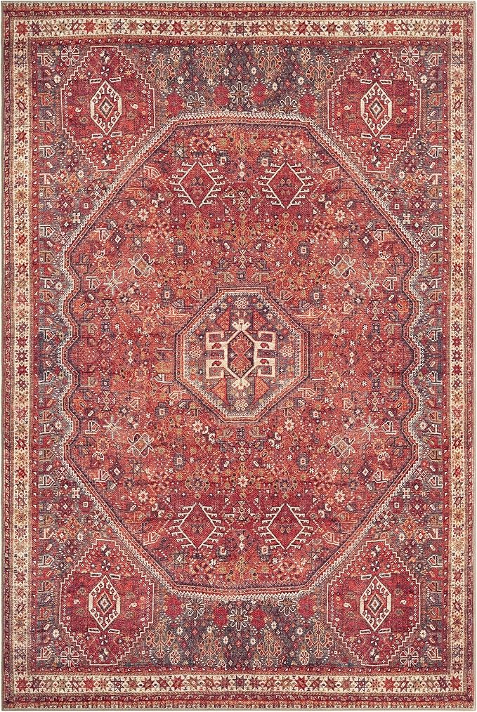 Keen Home Design 10x14 Rug - Machine Washable Area Rug with Non-Slip Backing, Ideal for Living Room, Dining Room, Bedroom - Vintage, Easy Clean, Durable, Low Pile Rug - (9'7" x 14')